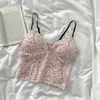 Damestanks dames ondergoed zomer mode korte bloemen tops sexy push -up tank meisjes geen stalen ring lingerie vrouw kleren