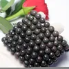 Beaded Necklaces Meihan wholesale natural A Australia black opal smooth round gem stone beads for jewelry making DIY bracelet 221207