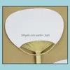 Other Festive Party Supplies 100Pcs/Lot Fast White Round Hand Fans With Bamboo Frame And Handle Wedding Party Favors Gifts Paddle Dhqyo
