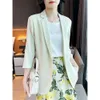 Kvinnors kostymer kvinnor minimalistiska blazers solida outwear 30 mommi elegant kappa mode notched krage all-match mulberry silk femme kostym toppar