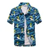 Camisas casuales para hombres Verano de lujo Transpirable Hombres hawaianos Estampado de árboles de coco Manga corta Botón abajo Vacaciones Chemise Homme Tallas grandes S-4XL