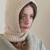 サイクリングキャップ男性女性スヌード襟かぎ針編み暖かいバラクラバ帽子フード付きスカーフビーニーキャップニット