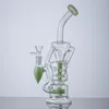 Fab Egg Hookahs Turbine Perc Bongs Heady Glass Water Pipes Purple Green Pink Bong Double Recycler Smoking Pipe 14mm Joint Small Hand Oil Dab Rigs With Bowl