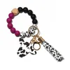 Cow Pattern Bracelet Keychain Party Classic Milk Wooden Beads Keychain Bags Fashion Accessories