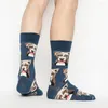 Männer Socken Männer Cartoon Tier Gedruckt Haustiere Hund Baumwolle Straße Glücklich Lustig Casual Skate Harajuku Hip Hop Männliche Mode kleid Socke