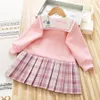 Filles Robes Bébé Collège Robe À Manches Longues Pull Coréen Princesse Enfants Vêtements Printemps Automne Mode Vêtements Pour 221208