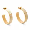 Klassisk stil 14K Gold Hoop örhängen Kvinnor C-formade Studs Luxury Letter rostfritt stålörhängen bröllopsfest gåvor hela öron289q