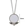 Vinatge Couples DIY Sublimation Blanc Aile Coeur Collier Designer Femme Bronze Argent Plaqué Pendentif Rond Colliers pour Homme Femme Saint Valentin Bijoux Cadeau