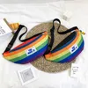 Midjeväskor Fashion Hit Color for Women Nylon Leisure Rainbow Fanny Pack Girls Small Crossbody Chest Bell Belt Packs 221208