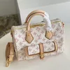 NEW Explosion Borse da donna Borsa SPEEDY BANDOULI RE 25 M20919 Borsa a tracolla elegante in tela rivestita beige con motivo dorato Borse di lusso stampate