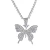 Statment Big Butterfly Pendant Necklace Hip Hop Iced Out Rhinestone Chain for Women Bling Tennis Chain Crystal Animal Choker Jewelry 1298 Q2