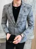 Abiti da uomo Blazer Abbigliamento di marca Moda Primavera Abito da lavoro per il tempo libero di alta qualità Stampa maschile Giacca casual Taglie forti S-3XL 221208