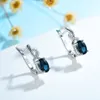 Lampadario pendente Kuololit Orecchini a clip con pietre preziose blu London per donna Argento sterling 925 autentico ovale 6x8 Orecchino di lusso Fidanzamento nuziale 221208