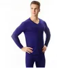 Men's Thermal Underwear Autumn Winter Bamboo Fiber V-neck Warm Long Johns Set For Men Ultra-Soft Solid Color Thin Men's Pajamas 7XL