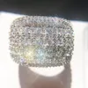 Pierścionki klastrowe 10K białe złoto okrągły pierścionek z brylantem Moissanite kobiety wesele rocznica zaręczyny modny luksus