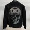 suéteres de grife masculino Cristal Skull malha de malha de capuz de manga longa Camisinho de manga longa Vintage Jumper Border