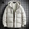 남성 재킷 Mens Parka 코트 단색 따뜻한 후드가있는 재킷 겨울 파카 스 남성 패션하라 주쿠 남성 캐주얼 재킷 스트리트웨어 221205