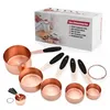 Medição de copo de copo de aço inoxidável Copper Acessórios de cozinha de ouro rosa Rosa Baking Bartending Measuring Spoon Cooking Tools Set Wholesale SS1208