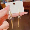 Hoopörhängen 2022 Creative Cute Long Tassel Star Female Ins Style All-Match Simple Temperament Luxury Fashion Jewelry Gift Trend