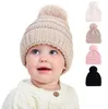 Barn h￶st vinter varm ull stickad m￶ssa hatt p￤ls boll pom poms 0-3 ￥r gammal baby stickade akrylhattar s￶ta sm￥barn bobble m￶ssa m￶ssa