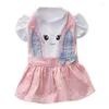 Chien vêtements dessin animé princesse pour chiens robe impression Kawaii vêtements pour animaux de compagnie chat chiots printemps été mode filles rose produits 2022