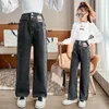 Pantalon Teenage Jeans pour filles printemps été décontracté tout match lâche enfants jambe large pantalon écoliers 4 16 ans 221207