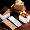 Sandwich Kraft Paper Thick Toast Pack Breakfast Packaging Box Hamburger Grease proof Vassoio di carta Confezione regalo