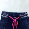 Broek voor broek voor kinderenmeisjes Geborduurde rib tether denim kinderen rechte pakken met volledige lengte 3 12t 221207