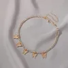 Establecimiento Big Butterfly Colgante Collar Hip Hop helado Cadena de diamantes de imitación para mujeres Joyería de Choker de Animales de Animales de Mujeres BLING