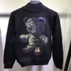 suéteres de grife masculino Cristal Skull malha de malha de capuz de manga longa Camisinho de manga longa Vintage Jumper Border