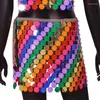 Skirts Festival Fashion Colorful Plastic Sequins Y2k Women Mini Sexy Hollow Out Split See Through Sequin Skirt Nightclub