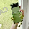 Fundas de teléfono de cuero con pulsera de flores plegables para Samsung Galaxy Z Flip3 Flip4 5G Durable Vogue Color sólido carcasa protectora a prueba de golpes