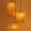 Lampes suspendues Lampe suspendue en bambou de style chinois de haute qualité à la main en rotin salon salle à manger chambre restaurant éclairage meubles