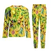 Męska odzież sutowa tropikalna druk owocowy piżama męski ananas cytryna urocza domowa kombinezon długi rękaw 2 sztuki projekt sypialnia