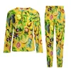 Men's Sleepwear Tropical Fruit Print Pajamas Male Pineapple Lemon Cute Home Suit Long Sleeve 2 Pieces Bedroom Design Pajama Sets Large Size