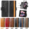 Wallet Phone Cases for Samsung Galaxy Z Fold 3 Pure Color PU Leather Magnetic Buckle Flip Stand Cover Case with Card Slots