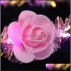 Dekoratif Çiçek Çelenkleri Aydınlık Çelenkler LED Lüminesans Çiçekleri Tavan Flash Saç Hoop Arriv Dh4e9 ile Altın Renk İpek
