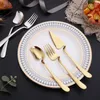 Dinnerware Sets Gold Luxury Flatware Set Stainless Steel Knife Tea Spoons Forks Table Cutlery Tableware Dinner Kitchen Silverware