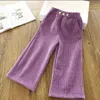 Trousers Winter Kids Thick Velvet Warm Pants for Girls Autumn Loose Corduroy Wid Leg Children Casual fits 4 14 Years 221207