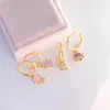 Boucles d'oreilles cerceau 1 pièces 2022 tendance dessin animé rose cristal CZ espace homme pour femmes charme mode bijoux Aros Colores Pendientes Joyero