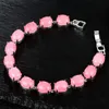 S925 Sterling Silver Bracelet Pink Maleis Jade Tennis Bracelet 7.5 "