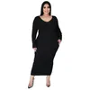 Plus size jurken elegante jurk voor mollige vrouwen geribbeld feest 2022 herfst casual gewaad vrouwelijke luxe designer jurk mode -outfit