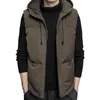 Gilet da uomo Gilet classico in cotone Antivento antifreddo Morbido Gilet da uomo autunno inverno tinta unita con cappuccio ispessito