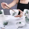 Miski 4,5 -calowa porcelanowa miska ryżowa ceramiczna deser sałatka zielona rośliny stołowe naczynia kwadratowe zupa domowa zastawa stołowa