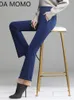 Women's Pants Capris winter thck warm high waist wide leg flare pants for women OL office skinny woman trousers 221207
