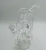 Amber Glass Water Recycler Bong Narghilè Tubo piegato Oil Dab Rig Shisha per pipe da fumo