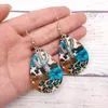 Dangle Earrings Western Distressed Sunflower Cowhide Leopard Turquoise Background Wood 2022 Creativity Boutique Wholesale