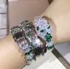 Marque de luxe réplique bracelet bijoux cz pierre trois couches serpent extensible serpent bracelets avec des yeux verts bijoux de fête