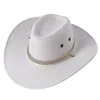 Basker m￤ns breda grim vintage cowboy hattar med justerbart rep utomhus sol hat avslappnad fast f￤rgb￥t trilby kepsar sombrero hobb