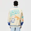 Men's Jackets Streetwear Baseball Graffiti Painting Jacket For Men Fleece Fashion Coat